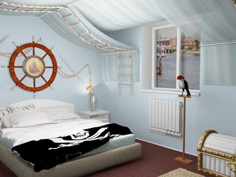 Дизайн спальни в морском стиле